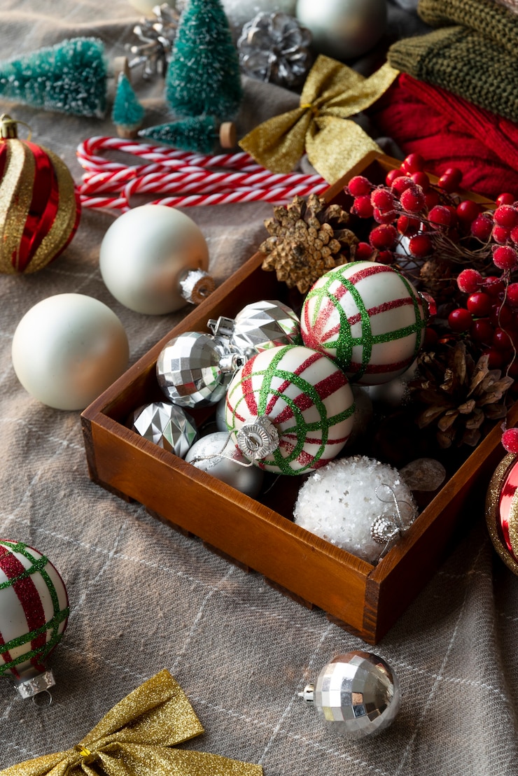 Gratis Foto kerstversiering onder hoge hoek