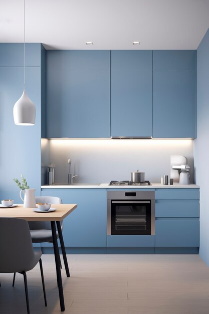 Keuken met kleine ruimte en modern ontwerp