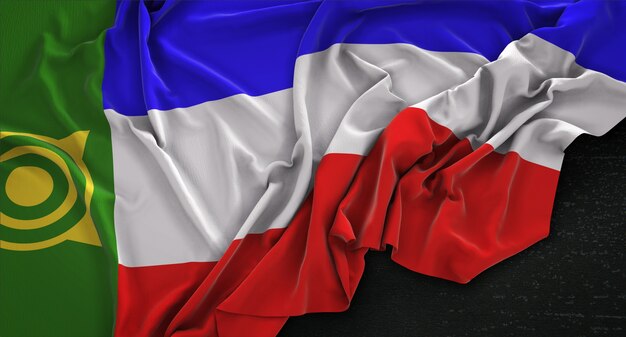 Khakassia Vlag Gerimpelde Op Donkere Achtergrond 3D Render