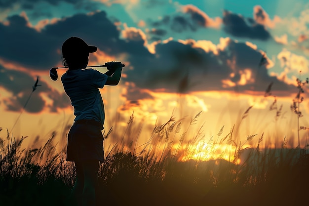 Gratis foto kid  playing golf in photorealistic environment