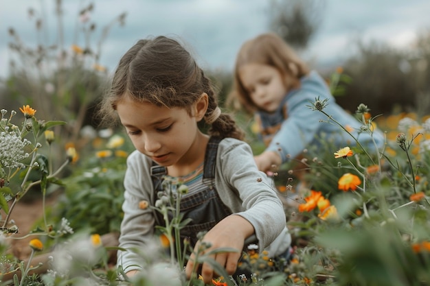 Gratis foto kind leert tuinieren