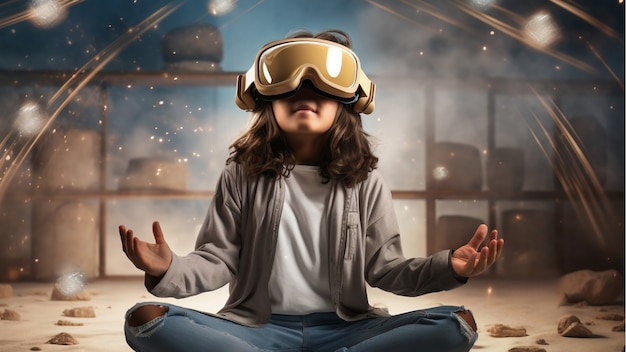 Kind met VR-bril ervaart metaverse