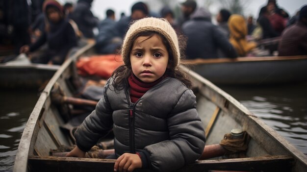 Kind zit vast in een migratiecrisis terwijl hij probeert te immigreren