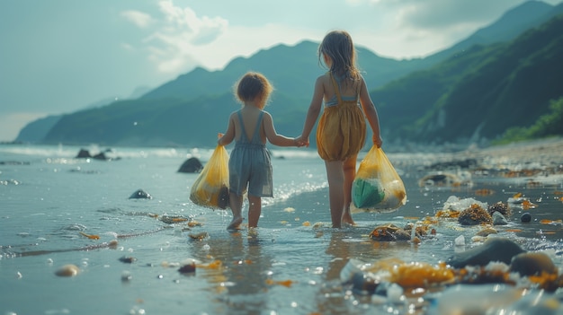 Gratis foto kinderen die voor moeder aarde zorgen en beschermen op aardedag