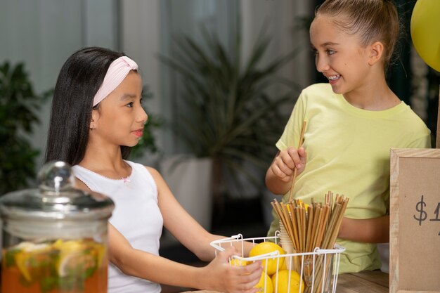 Kinderen organiseren een limonadekraam