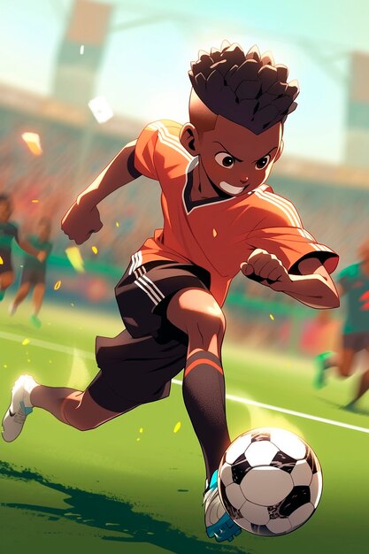 Kinderen spelen voetbal cartoon