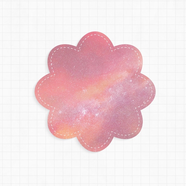 Gratis foto kladblok met roze melkweg achtergrond bloemvorm