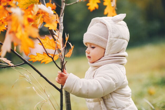 Klein meisje in een herfst park