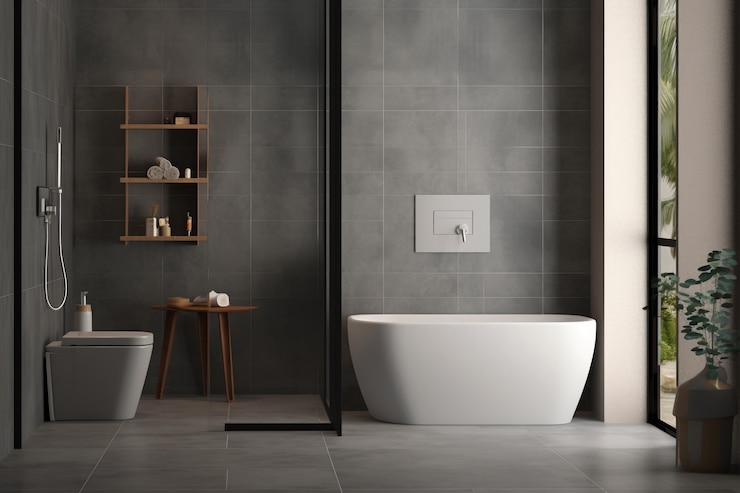 Gratis Foto kleine badkamer met moderne designstijl