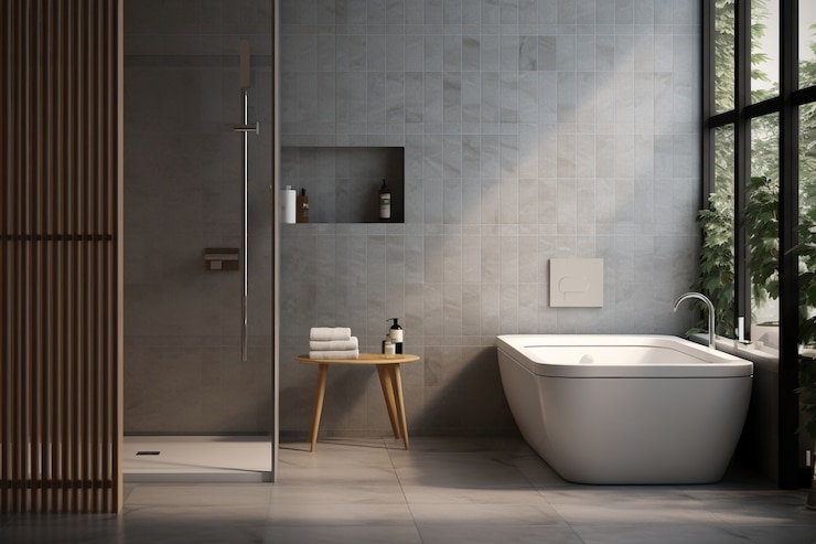 Gratis Foto kleine badkamer met moderne designstijl