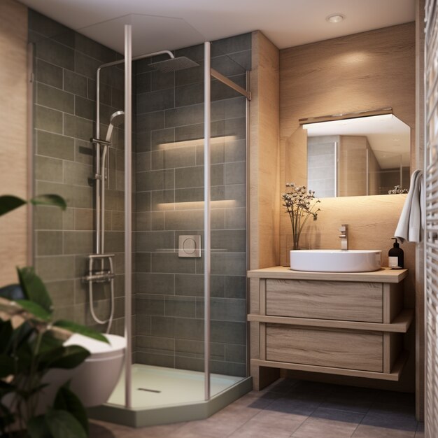 Kleine badkamer met moderne stijl en inrichting