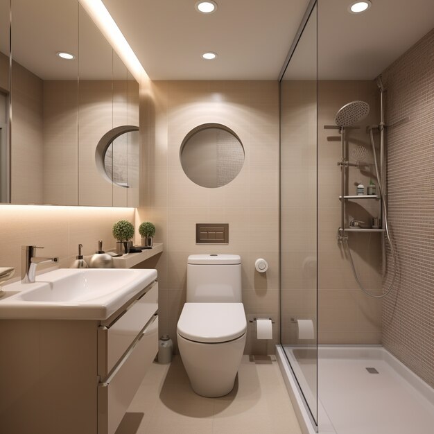 Kleine badkamer met moderne stijl en inrichting