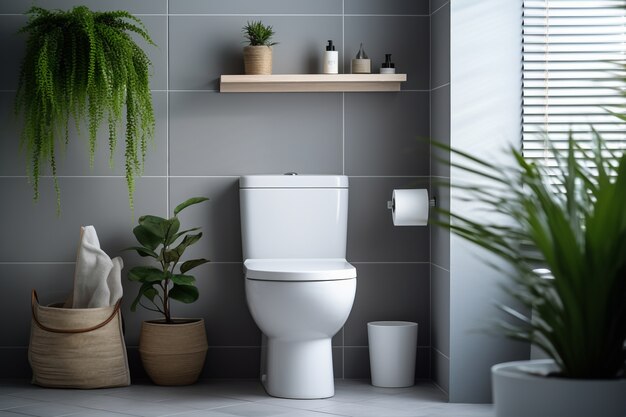 Kleine badkamer met moderne stijl en planten
