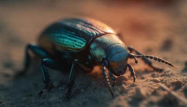 Kleine snuitkever kruipt buiten op groen blad gegenereerd door AI