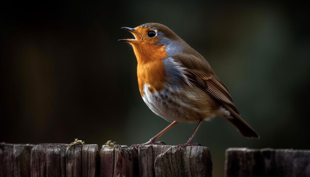 Kleine vogel die op een tak zit te zingen, prachtig gegenereerd door AI