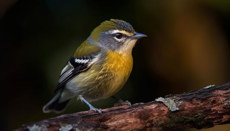 Gratis Foto kleine zangvogel die in de winter op een tak zit, gegenereerd door ai