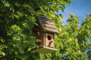 Gratis foto kleurrijk vogelhuisje buitenshuis