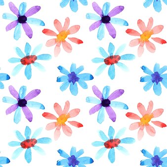 Kleurrijke aquarel bloemen - naadloos patroon