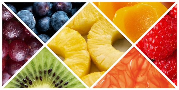 Kleurrijke collage van fruittextuur close-up