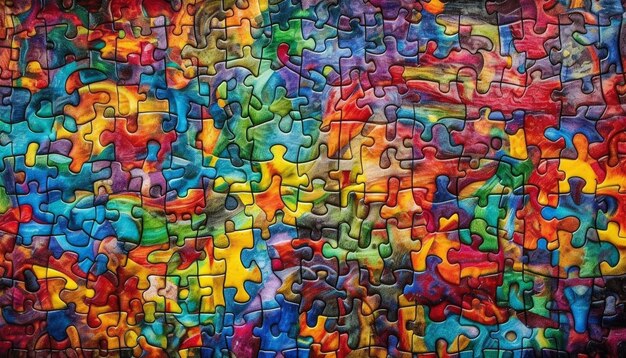 Kleurrijke legpuzzel brengt orde en ontspanning gegenereerd door AI