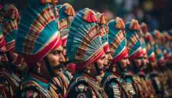 Gratis foto kleurrijke parade viert de inheemse cultuur met traditionele kleding gegenereerd door ai