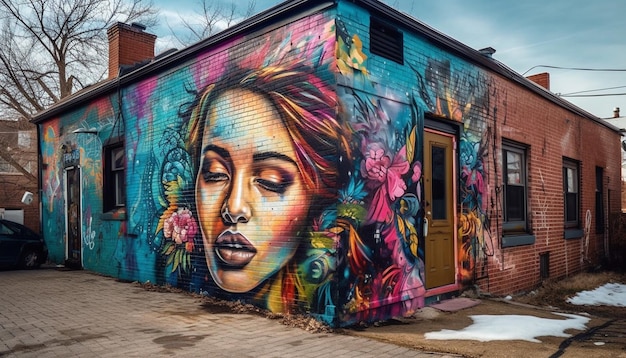 Gratis foto kleurrijke stadsmuurschilderingen verbeelden levendige stadscultuur gegenereerd door ai