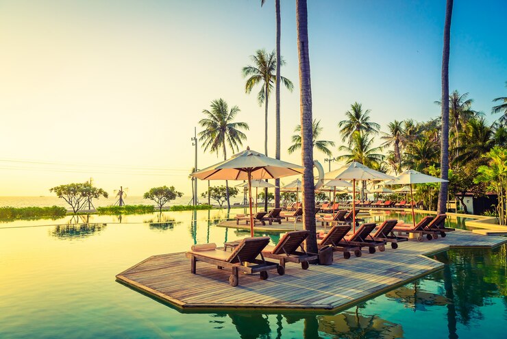Gratis Foto klimaat landschap paradise hotel sunset