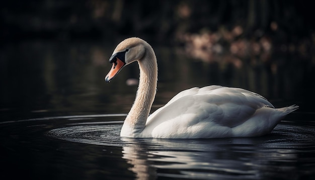 Knobbelzwaan-elegantie in rustig vijverwater gegenereerd door AI