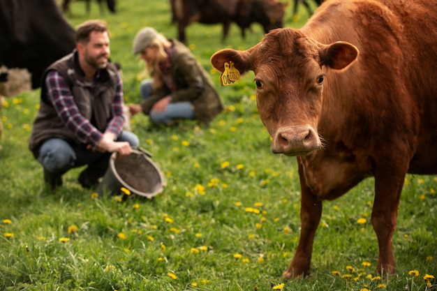 Gratis foto koeien grazen rond de boerderij