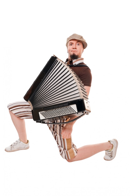 Gratis foto koele muzikant met accordeon