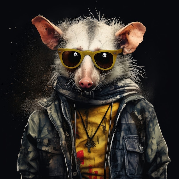 Koele possum met kleren.