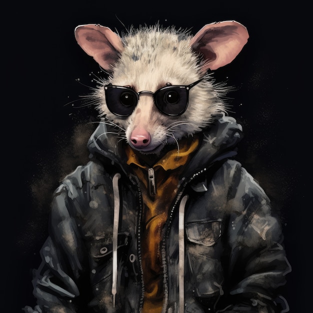 Gratis foto koele possum met kleren.