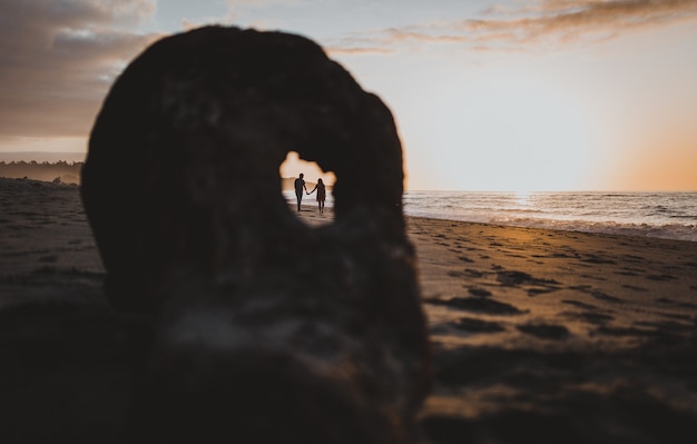 Gratis foto koppel op het strand