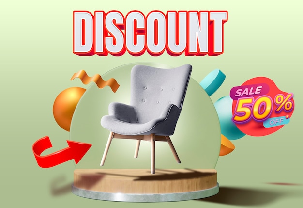 Korting op fauteuil op podium