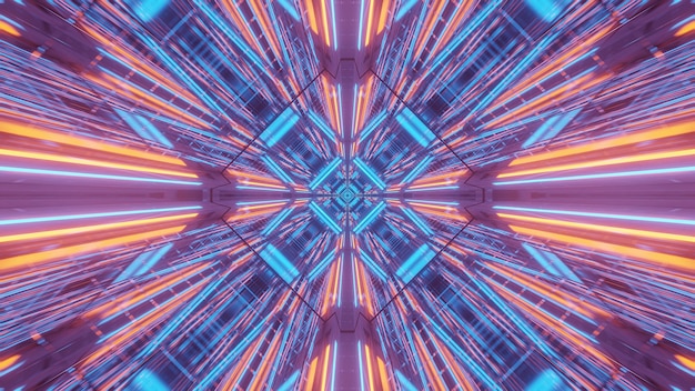 Kosmische achtergrond van paars-blauwe en oranje laserlichten - perfect voor een digitaal behang