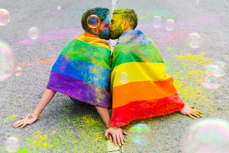 Gratis Foto kus schattige homo-schatjes zittend op een verharde weg