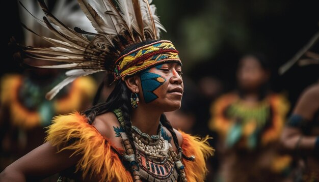 Lachende vrouwen in traditionele kleding dansen buiten gegenereerd door AI