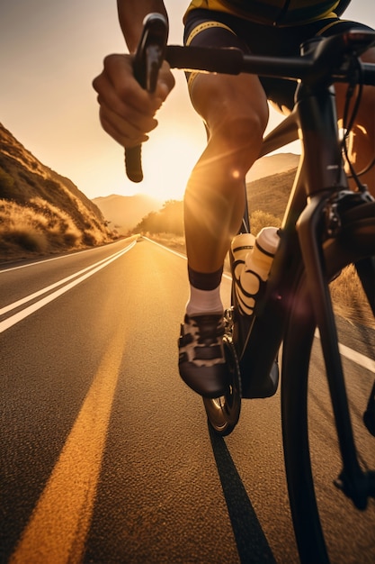 Lage hoek man op de fiets buitenshuis