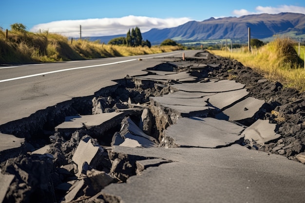 Gratis foto landschap van extreme aardbeving