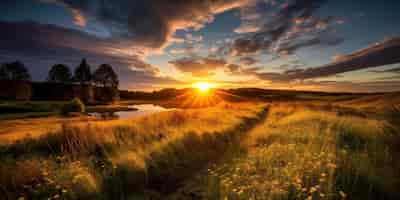 Gratis foto landschap van het veld overdag