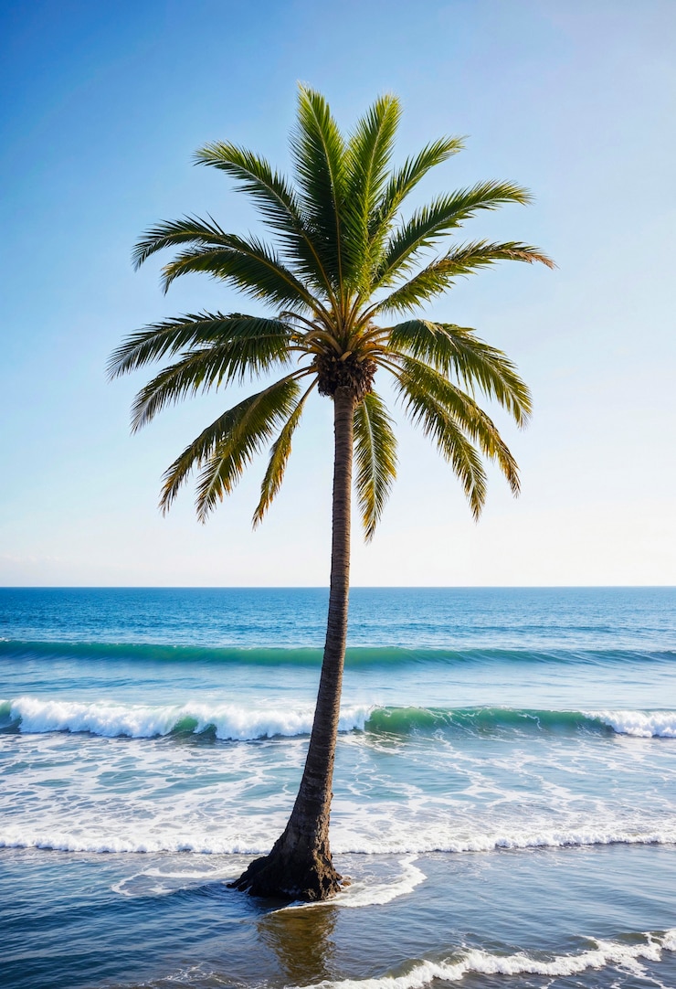 Gratis Foto landschap van palmbomen in pastelkleuren