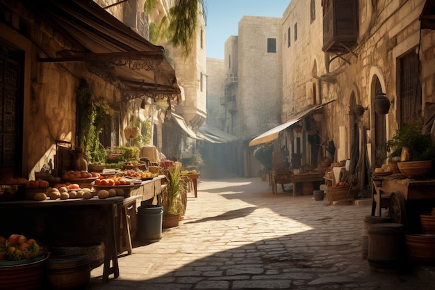Landschapsscene uit het oude Bagdad geïnspireerd door videogames