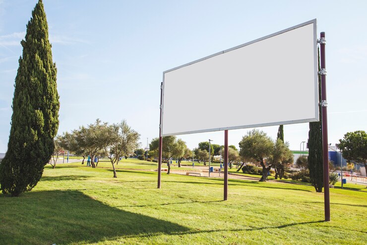 Gratis Foto leeg reclamebord voor reclame op groen gras in de tuin