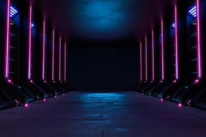 Gratis foto lege donkere kamer, moderne futuristische sci fi-achtergrond. 3d illustratie