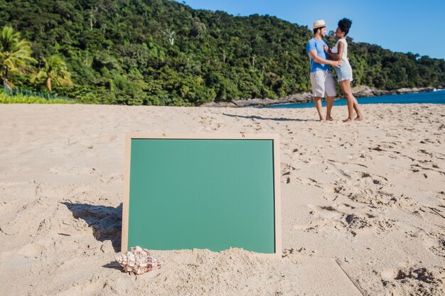 Leisteen en koppel op het strand