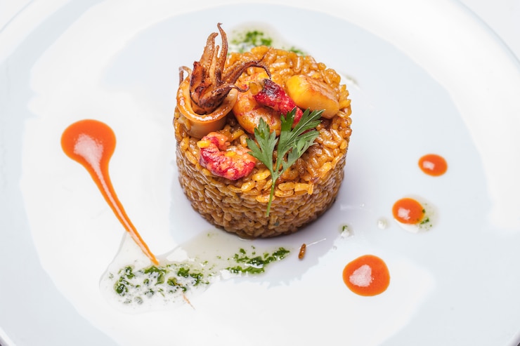 Gratis Foto lekkere paella eten arroz cocina