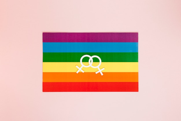 Lesbisch koppel pictogram op de regenboogvlag