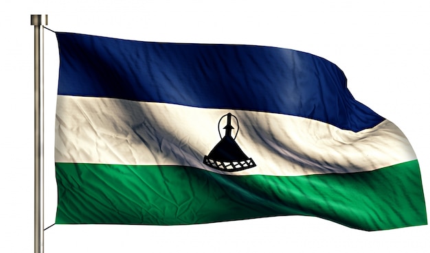 Gratis foto lesotho nationale vlag geïsoleerde 3d witte achtergrond