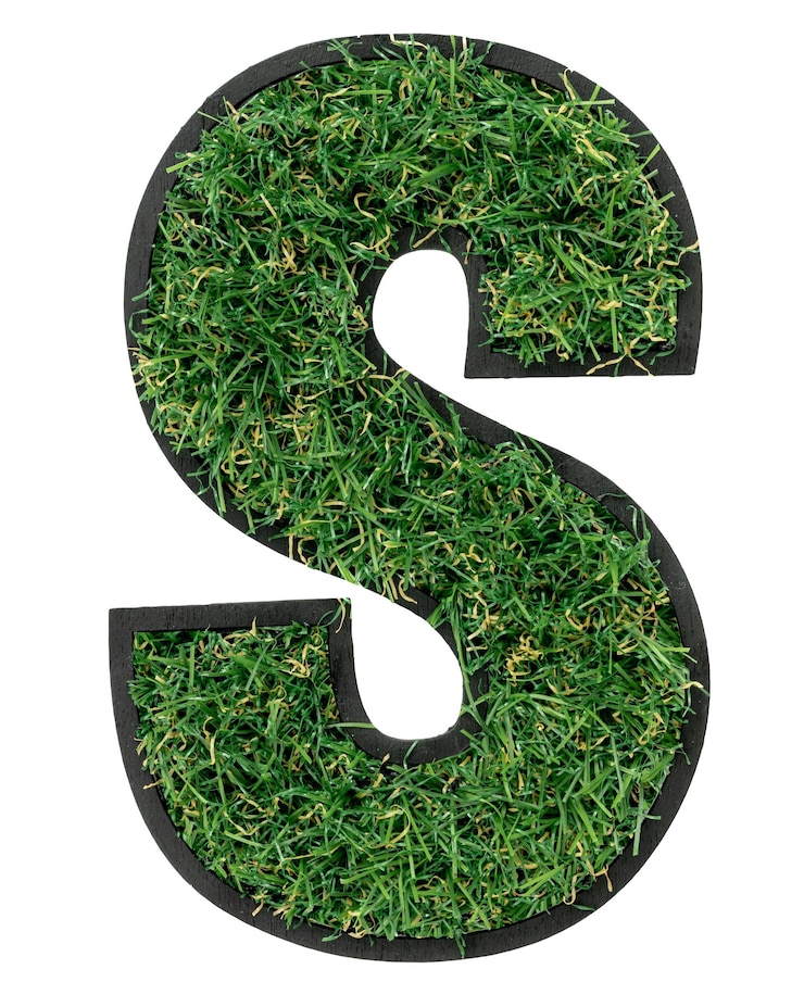 Gratis Foto letter s gemaakt van groen gras geïsoleerd op wit