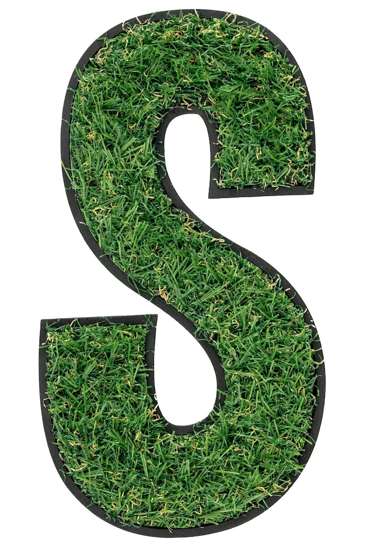 Gratis Foto letter s gemaakt van groen gras geïsoleerd op wit